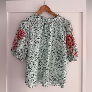 Embroidered Floral Print Women's Top